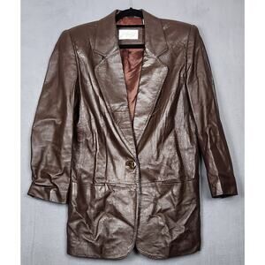 VINTAGE LORD AND TAYLOR Leather Jacket Womens Size 6 Brown Lambnappa Lined